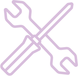Outline of a wrench and a screwdriver crossed over each other, drawn in light purple, representing Cairnview Windows and Doors—your trusted experts for windows in Perthshire.