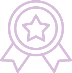 A light purple outline of an award ribbon with a star in the center and two ribbons hanging below, perfect for recognizing excellence in uPVC windows Perth.