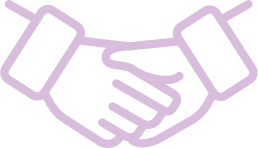 A simple purple outline of two hands shaking, symbolizing agreement, partnership, or collaboration—perfect for illustrating connections in business or community across Perthshire or when working with uPVC doors Perth specialists.