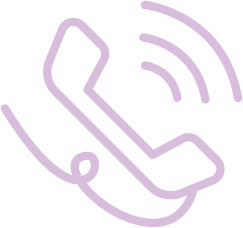 A light purple icon of a traditional telephone handset with curved lines indicating sound or a ringing motion, ideal for contacting providers of uPVC doors perth or uPVC windows perth.