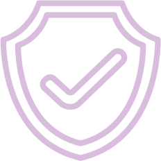 A light purple outline of a shield with a check mark inside, symbolizing security or protection—perfect for Cairnview Windows and Doors, your trusted source for secure windows and uPVC windows Perth.