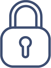 Outline of a padlock icon, depicted with a simple blue line. The lock is closed, symbolizing security or privacy—ideal for highlighting the importance of secure windows and uPVC doors Perth homes rely on.