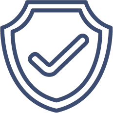 A simple blue outline of a shield with a check mark inside, symbolizing protection and security—much like the peace of mind offered by Cairnview Windows and Doors or uPVC windows Perth.